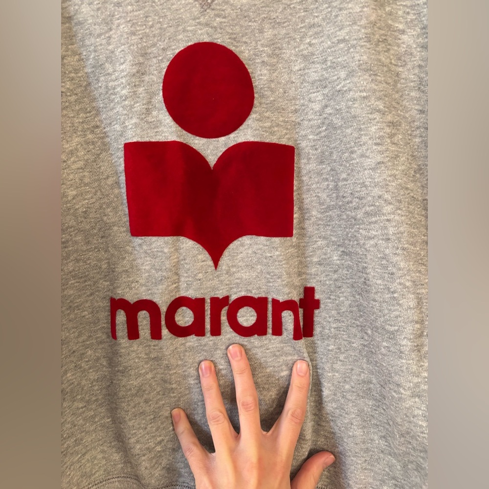 Isabel Marant etoile Moby logo pullover sweatshirt in grey maroon combo - Picture 5 of 8